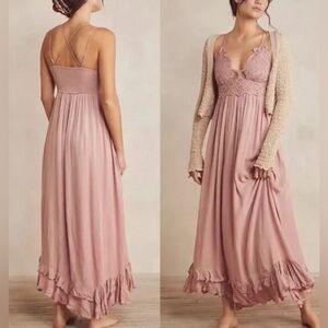 Free People | Adella Maxi Slip Rose Lace Dress | Women’s Maxi Dress | NWT